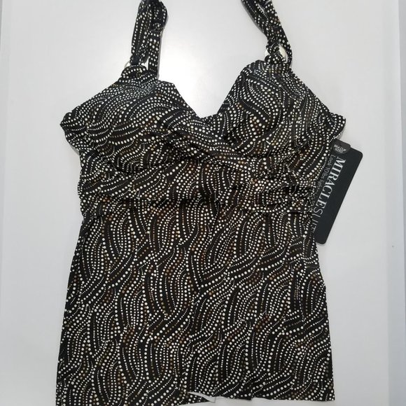 Miraclesuit Black Bronze Age Plunge Underwired Tankini Top 36D - Picture 4 of 8